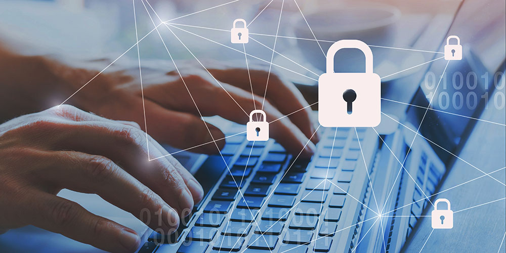 internet security and data protection concept, blockchain and cy